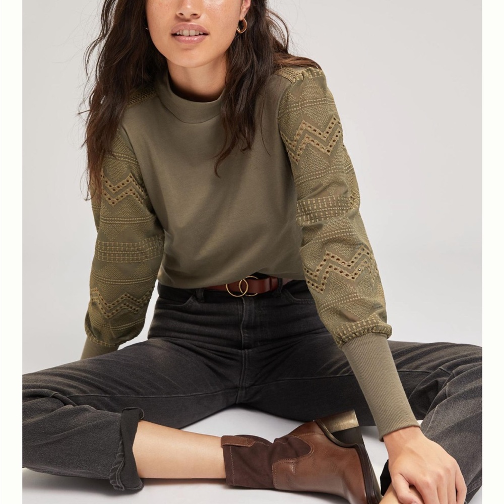 NWT Anthropologie Tiny Helen Lace Mock Neck Top / Blouse